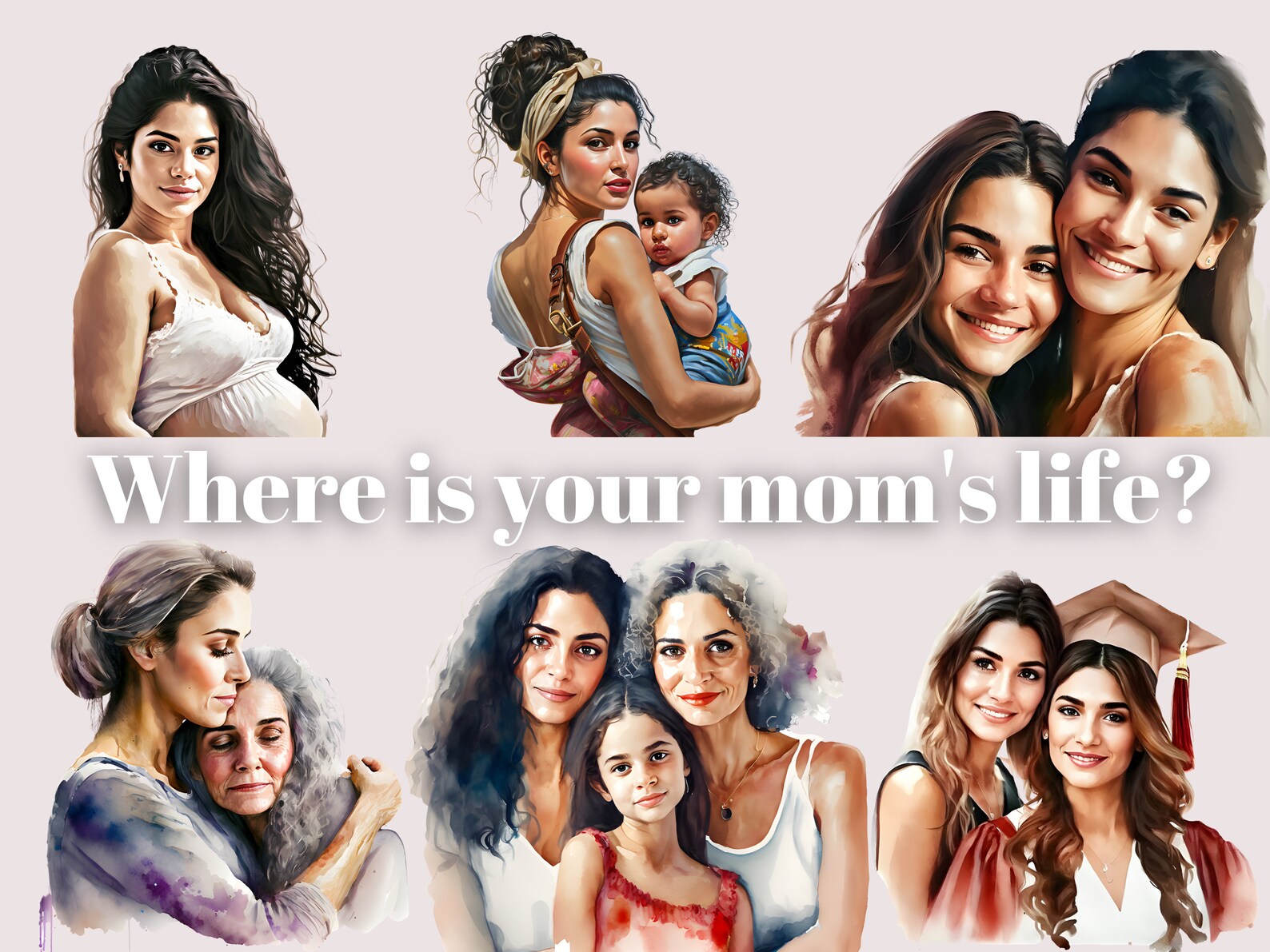 Mothers Day Clipart - Latina Mom Life PNG Files, Watercolor Mexican Mom