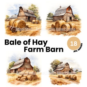 Farm Barn Clipart - Bay of Hay Clipart, Cottagecore Clipart, Hay Bales Farm Barn Clipart, Rustic Farmhouse Clipart, Farm Life Clipart