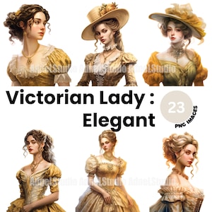 Victorian Ladies Clipart - Watercolor Victorian Lady PNG, Vintage Women PNG, Victorian Dress PNG, Junk Journal, Paper Crafts Scrapbooking