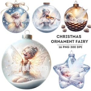 Christmas Ornament Fairy Clipart, Holiday Ornament Fairy Art Collection, Magical Winter Fairy Graphics, FairyTale Art, Magical Holiday Decor