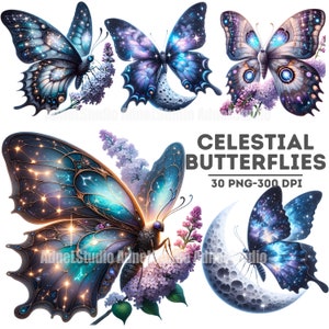 Himmlische Schmetterling Clipart, Schmetterlinge Clipart Bundle, Schmetterling Wandkunst, Schmetterling Illustration, Schmetterling Kinderzimmer Dekor, Schmetterling PNG