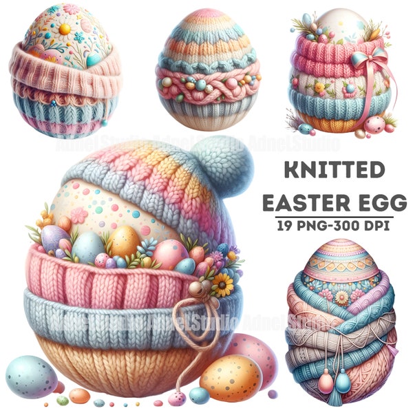 Knitted Easter Egg Clipart, Pastel Easter Clipart, Knitted Easter Clipart, Easter Egg Sublimation, Easter Egg Illustration, Easter Egg Decor