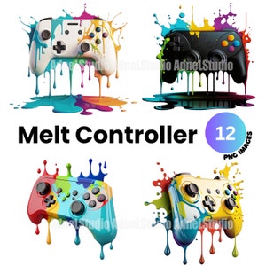 Clipart de controlador de jogo - 12 PNG de alta qualidade, clipart de controlador de fusão, download digital, artesanato em papel digital, licença comercial ilimitada