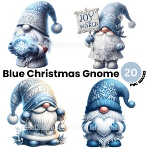 Acuarela Azul Navidad Gnomos Clipart, Vacaciones de Invierno, Gnomo Navidad, Diario Basura de Navidad, Ilustración de Navidad, Clipart Festivo