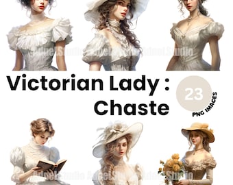 Vintage Victoriaanse dame clipart-aquarel Victoriaanse dame PNG, vintage vrouwen clipart, vintage meisje, ongewenste dagboek, papier ambachtelijke scrapbooking