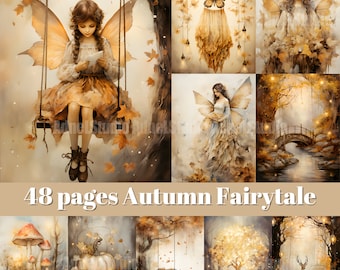 Fairytale Junk Journal, Afdrukbare Autumn Fairy Junk Journal, Fairytale Ephemera Papier, Mixed Media, Fotocollage, Digitale Scrapbooking