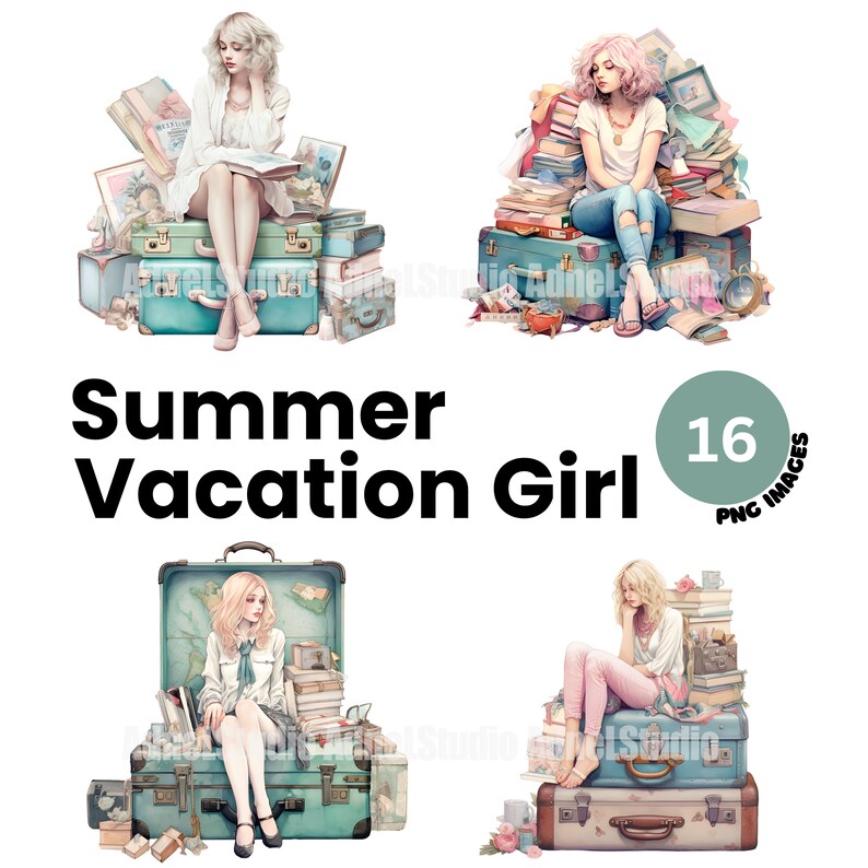 summer vacation girl clipart