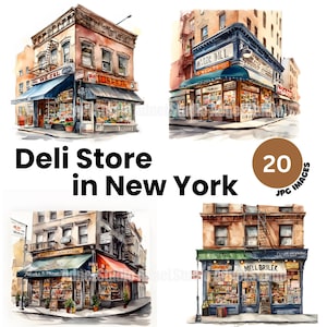 Deli store in NewYork clipart - 20 High Quality JPG files - New york deli store in png, Card making, Mixed media, NYC digital paper craft