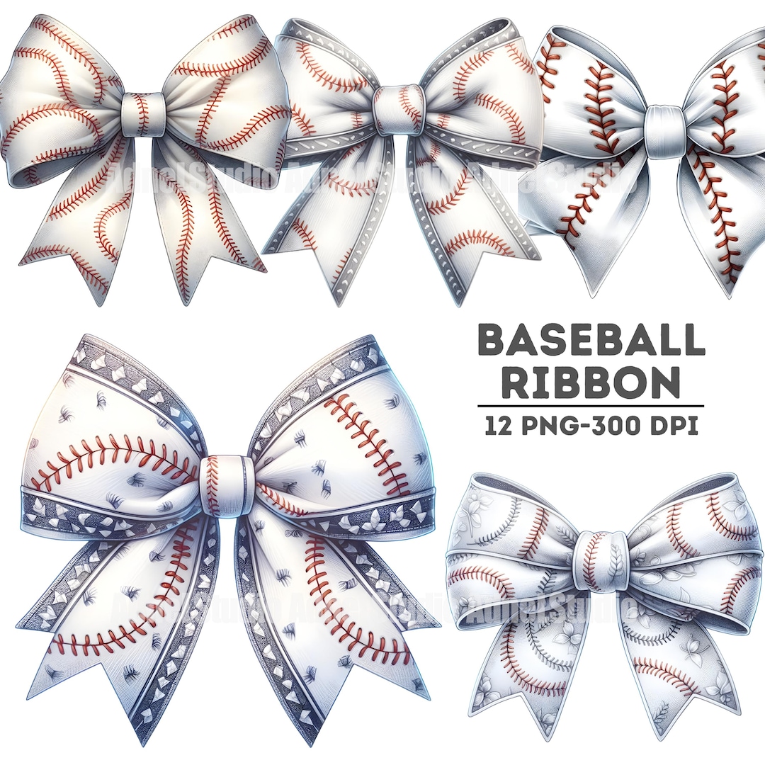 Baseball Ribbon Clipart, Sports Bow Design, Sublimation PNG, Digital ...