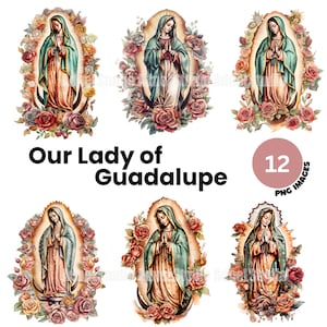 Acquerello Nostra Signora di Guadalupe Clipart - Vergine Maria PNG, Nuestra Señora de Guadalupe PNG, Vergine Maria Crafting Pacchetto di carta digitale