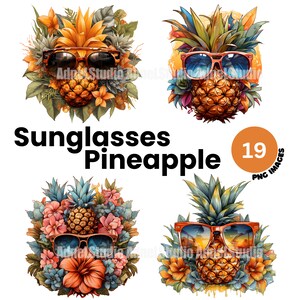 Sunglasses Pineapple Clipart - Watercolor Pineapple Clipart, Summer ...