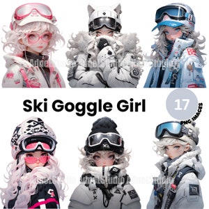 Clipart fille mode hiver - Clipart fille lunettes de ski, clipart mode hiver, Clipart fille snowboard, Stickers Anime Girl, Anime Papercraft