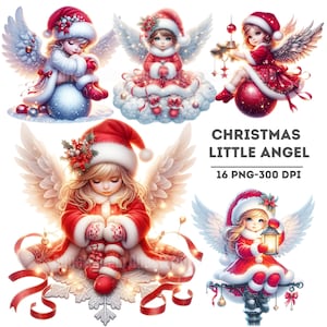 Weihnachten kleiner Engel PNG Clipart Bundles, Urlaub Dekor Kunst, Festliche Urlaub Dekorationen, Festliche digitale Kunst, Weihnachtsdekor Clipart
