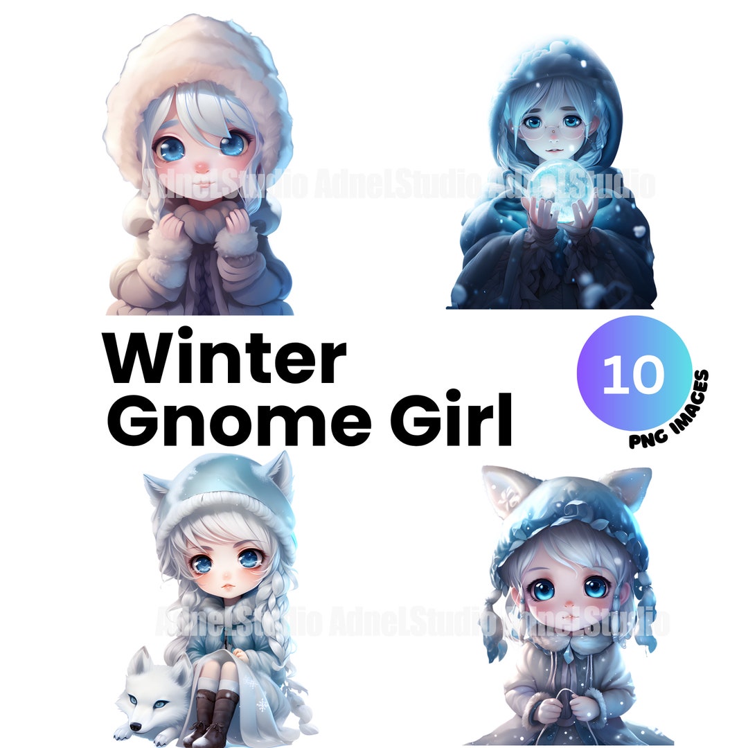 Frozen Gnome Clipart Winter Gnome Clipart Fantasy Frozen Etsy