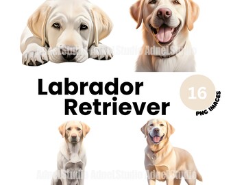Labrador Retriever Clipart - Watercolor Labrador Retriever Png, Cute Dog Clipart, Puppy Clipart, Dog Portrait Clipart, Nursery Wall Art
