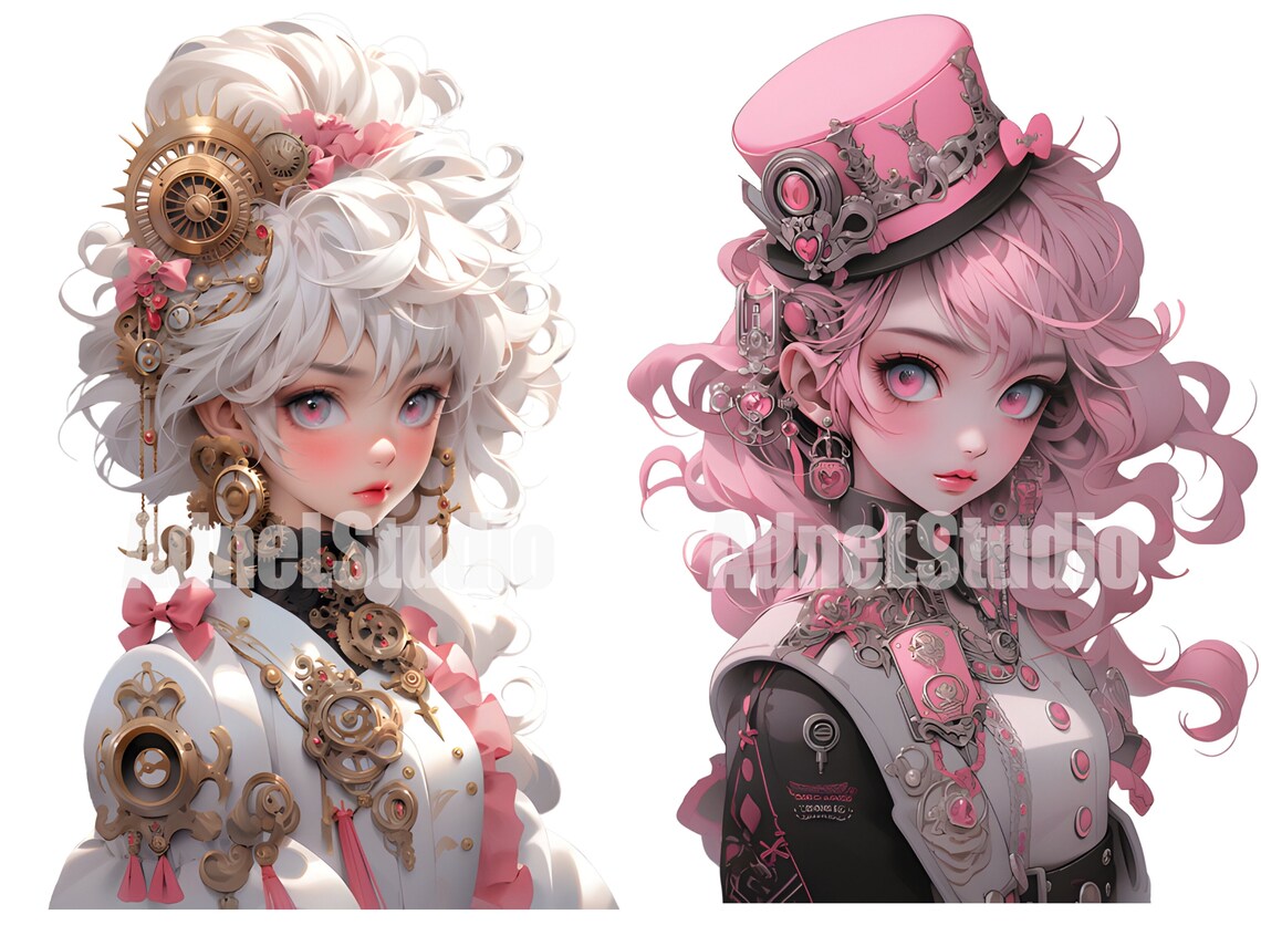 Pink Steampunk Girl Clipart - Pink Victorian Steampunk Clipart, Anime ...