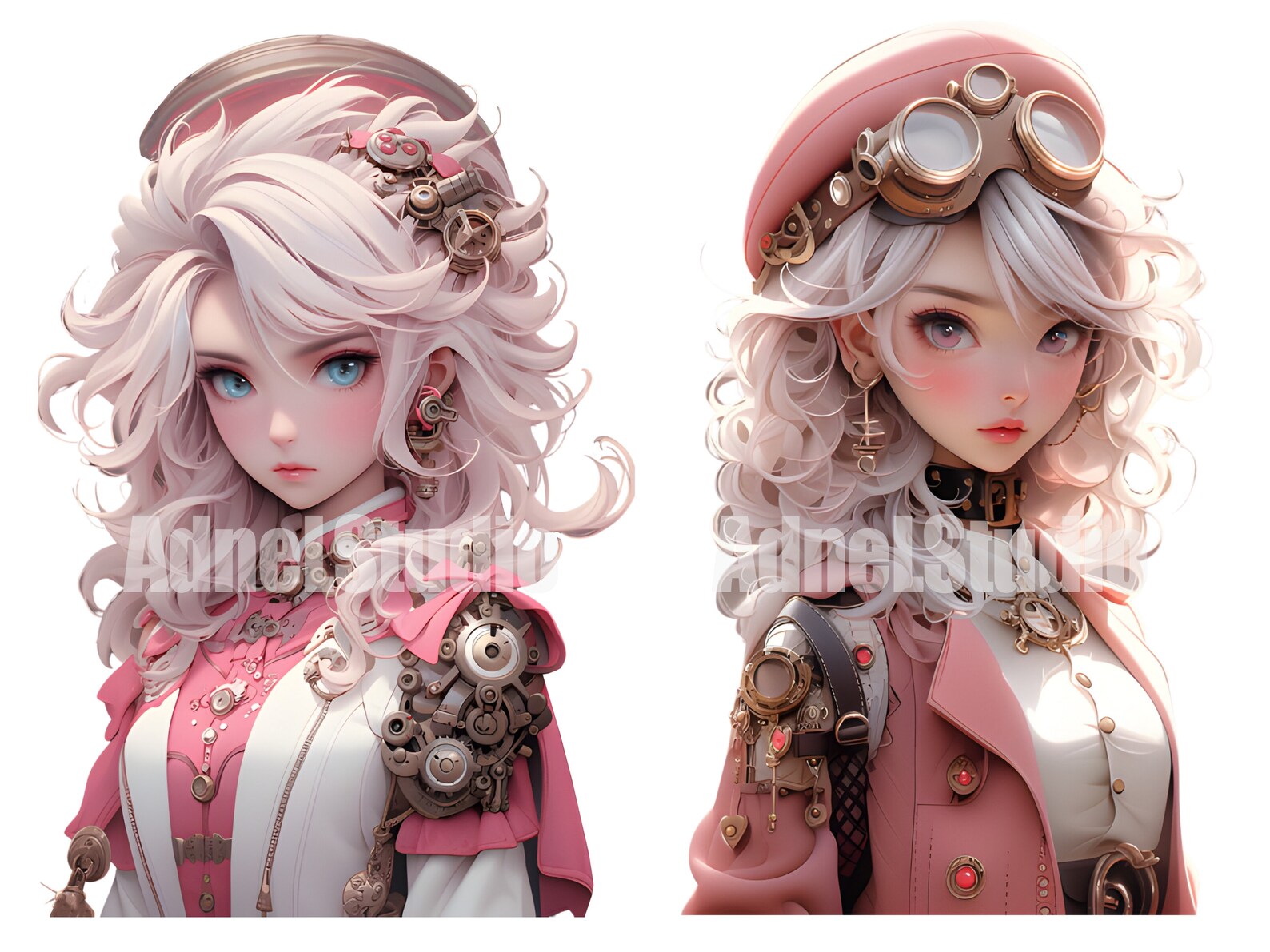 Pink Steampunk Girl Clipart - Pink Victorian Steampunk Clipart, Anime ...