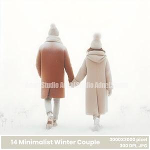 Minimalist Winter Couple Clipart, Winter Scene Illustrations, Cozy Winter Art, Cozy Winter Couple Illustration, Minimalist Christmas Clipart