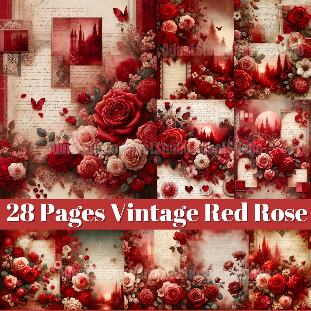 Vintage Red Rose Junk Journal, Shabby Paper Roses, Vintage Victorian Junk Journal, Vintage Rose Ephemera Paper, Scrapbooking Floral Pages - Etsy Vintage Red Rose Junk Journal, Shabby Paper Roses, Vintage Victorian Junk Journal, Vintage Rose Ephemera Paper, Scrapbooking Floral Pages - Etsy