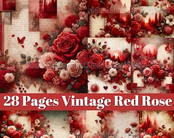Vintage Red Rose Junk Journal, Shabby Paper Roses, Vintage Victorian Junk Journal, Vintage Rose Ephemera Paper, Scrapbooking Floral Pages - Etsy Vintage Red Rose Junk Journal, Shabby Paper Roses, Vintage Victorian Junk Journal, Vintage Rose Ephemera Paper, Scrapbooking Floral Pages - Etsy