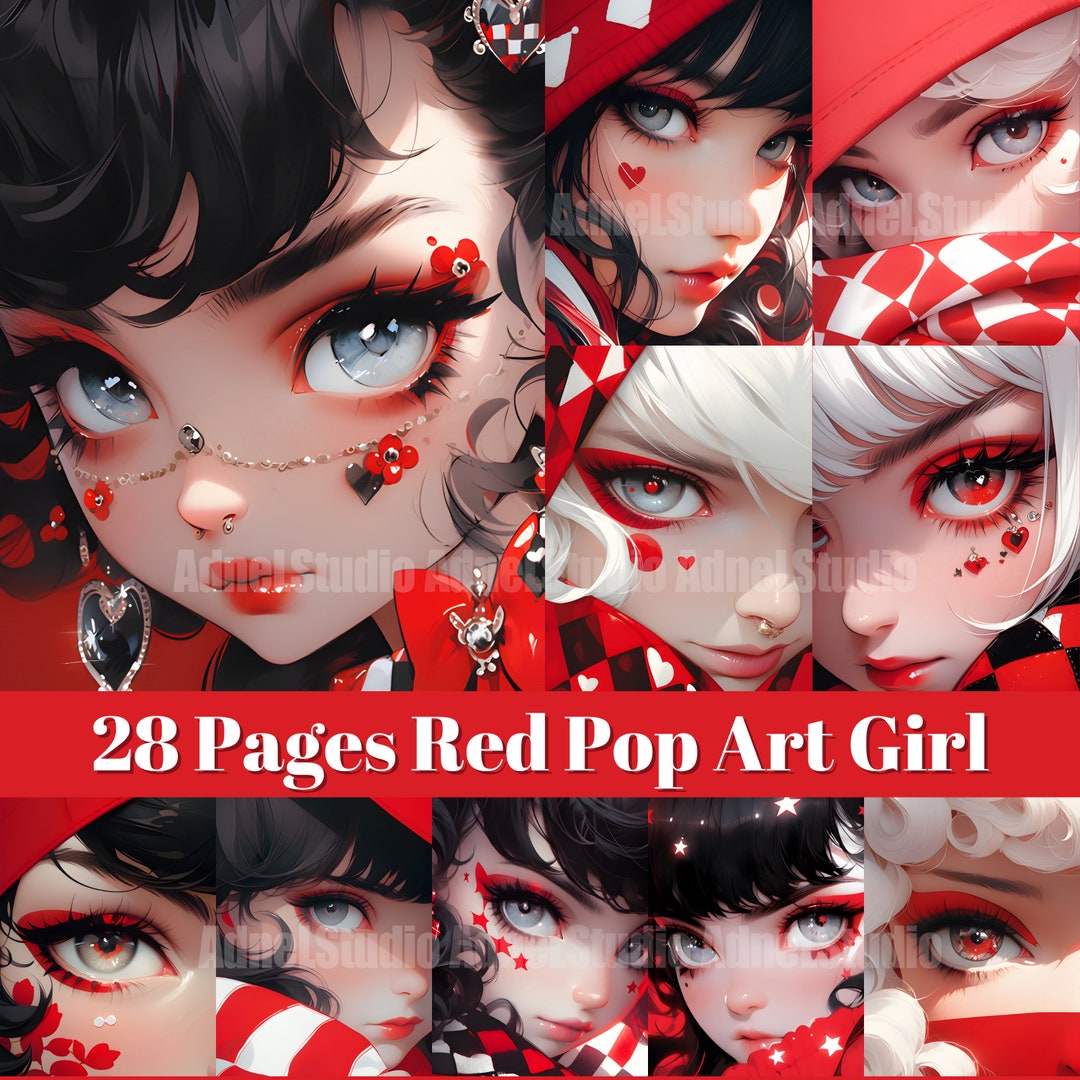 Red Pop Art Girl Junk Journal Red Fantasy Girl Junk Journal Etsy