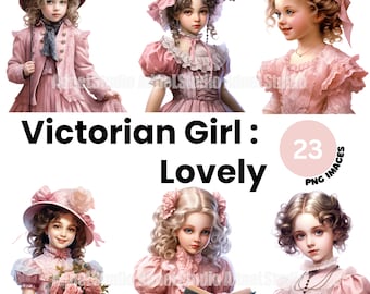 Wiktoriańska dziewczyna vintage Clipart - akwarela Wiktoriańska dziewczyna PNG, Vintage Lady Clipart, Wiktoriańska sukienka Clipart, Junk Journal, Komercyjne wykorzystanie