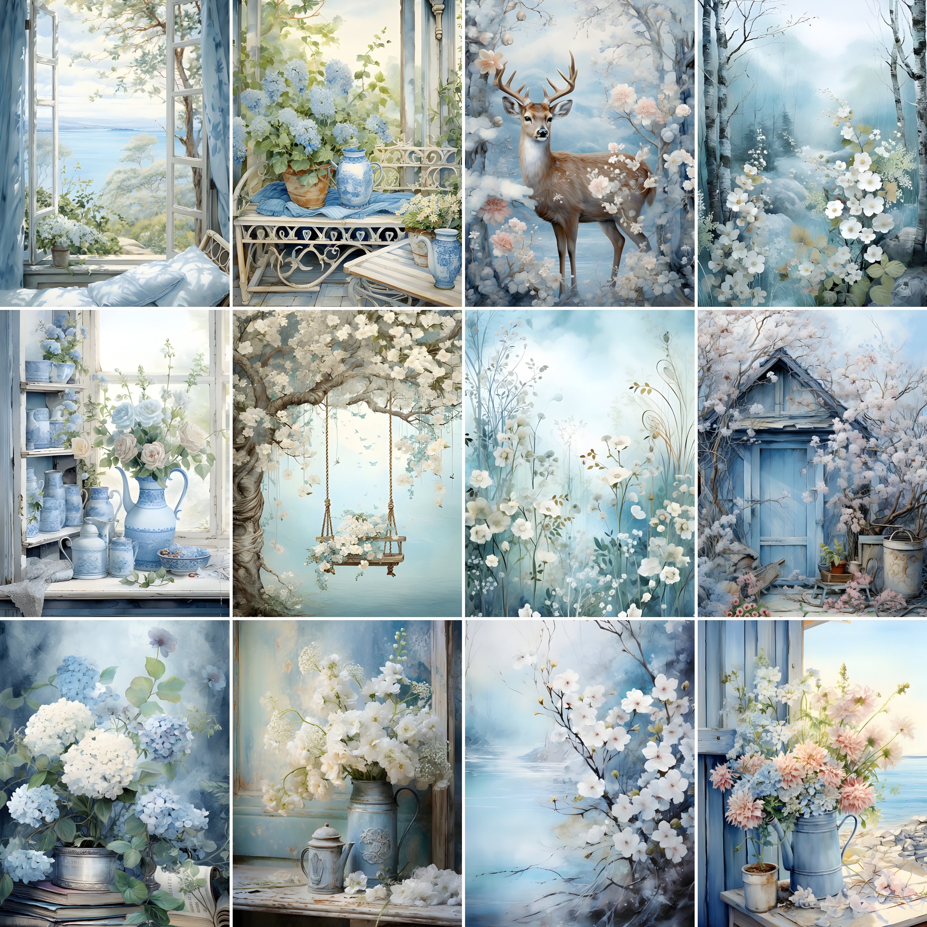 Cozy Blue Cottage Junk Journal - Vintage Cottagecore Scenery Journal ...