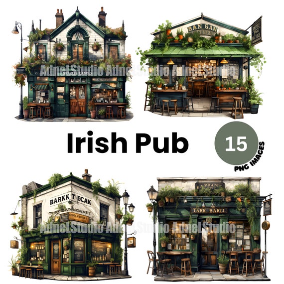 Watercolor Irish Pub Clipart Iris Beer Pub Clipart, Digital Illustration,  Irish Beer Pub Scrapbooking, St. Patrick's Day Clipart - Etsy