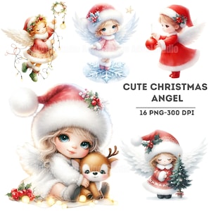Niedliche Weihnachtsengel Clipart, süße Weihnachtscliparts, druckbare Weihnachten Clipart, entzückende Urlaub Kunst, Weihnachtsengel Digital Download