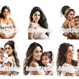 Mothers Day Clipart - Latina Mom Life PNG Files, Watercolor Mexican Mom