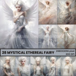 Mystical Ethereal Fairy Junk Journal, Celestial Fairy Prints for Home Decor, Fantasy Fairy Wall Art, Ethereal Fairy Sublimation Digital Art