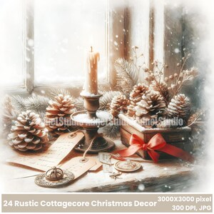 Rustic Cottagecore Christmas Decor Digital Art, Cozy Christmas Wall Art, Rustic Christmas Cottage Aesthetic, Cozy Vintage Winter Scenes