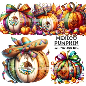 Clipart de calabaza de México, diseño de fiesta de otoño, decoración de otoño mexicano, sublimación PNG, descarga digital para camisetas, tazas, invitaciones, manualidades