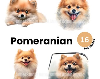 水彩画の犬の子犬ポメラニアン - Etsy 日本