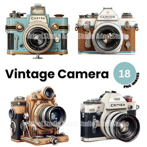 Vintage Camera Clipart - Watercolor Vintage Clipart, Watercolor Camera Clipart, Retro Camera Clipart, Vintage Junk Journals, Scrapbooking