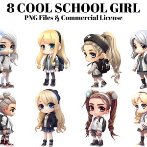 Clipart bonito da menina da escola - menina de cabelo loiro png, clipart de menina branca, clipart de menina chibi branca, clipart de volta às aulas, cabelo bagunçado png