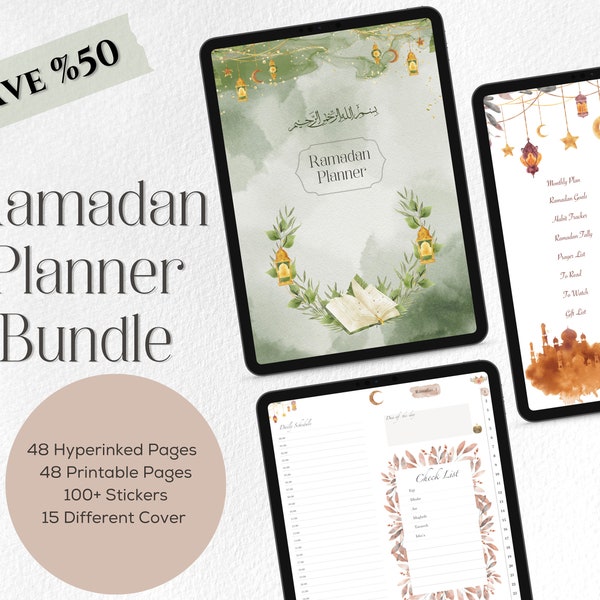 2023 Ramadan Digital and Printable Planner |  Muslim Daily Planner | A4 | iPad and Mac Planner Goodnotes Notability Ramadan Stickers