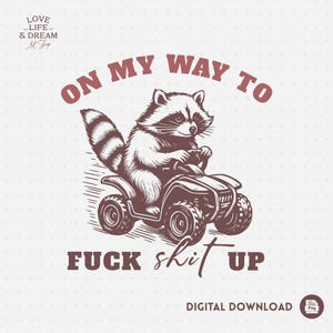 Funny Raccoon ATV PNG: Mischief Critter Graphic (Digital Download)