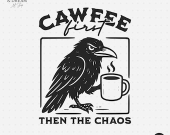 Funny Raven Coffee Gothic Design, Crow Digital Art (PNG SVG)