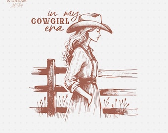 In My Cowgirl Era Clipart, Western Girl, Retro Design (PNG SVG Digital Download)
