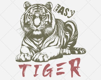 Tigre fácil PNG, meme retro (descarga digital)