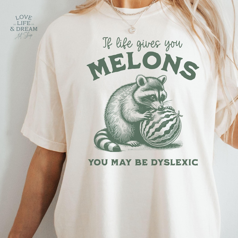 Funny Raccoon Melons Dyslexia Quote PNG, Sarcastic Animal Clipart ...