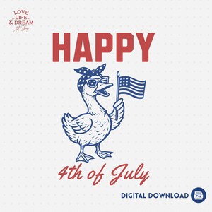 Funny Patriotic Goose PNG: Vintage 4th of July Clipart (Digital Download)