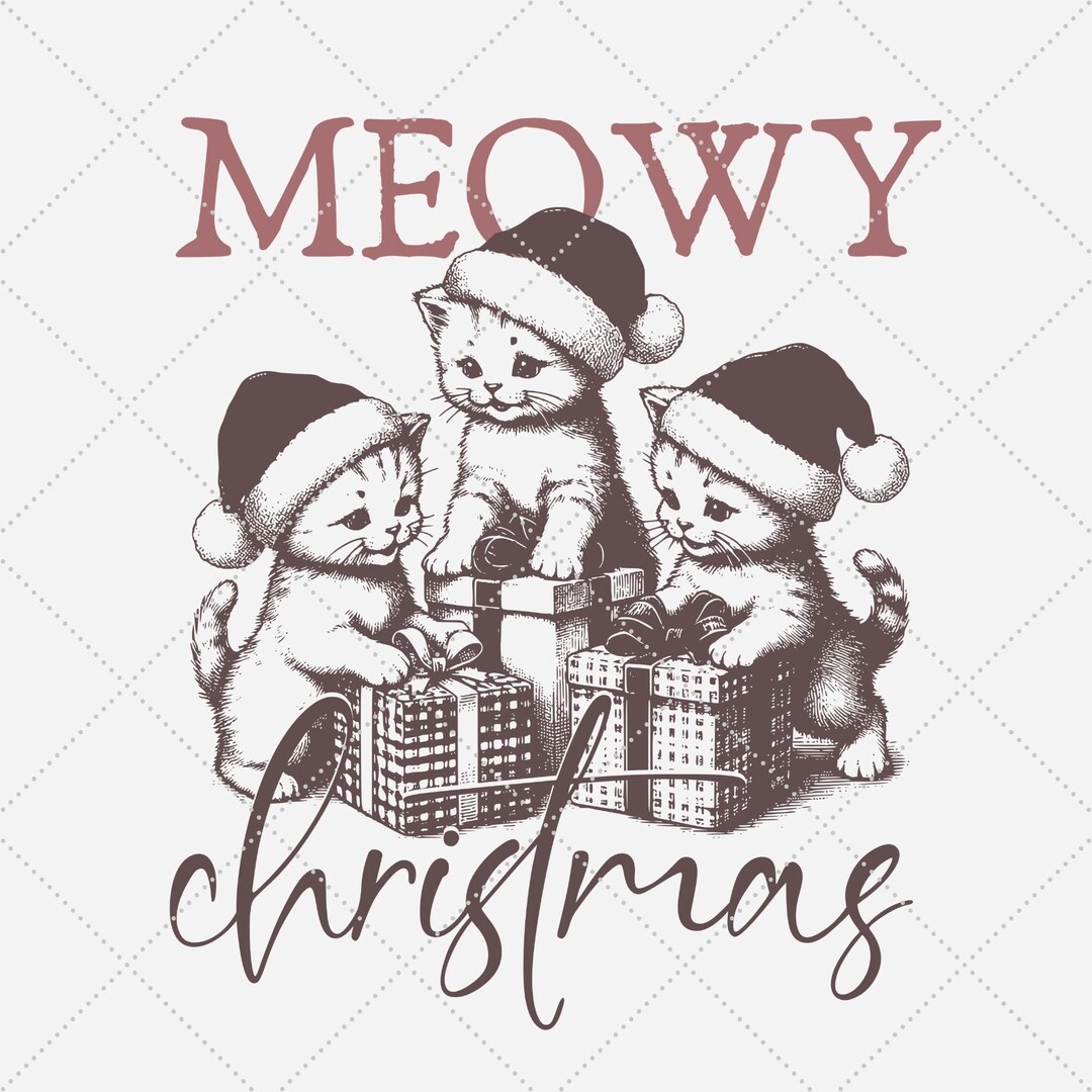 Meowy Christmas Cat Design, Funny Christmas Shirt, PNG SVG (digital ...