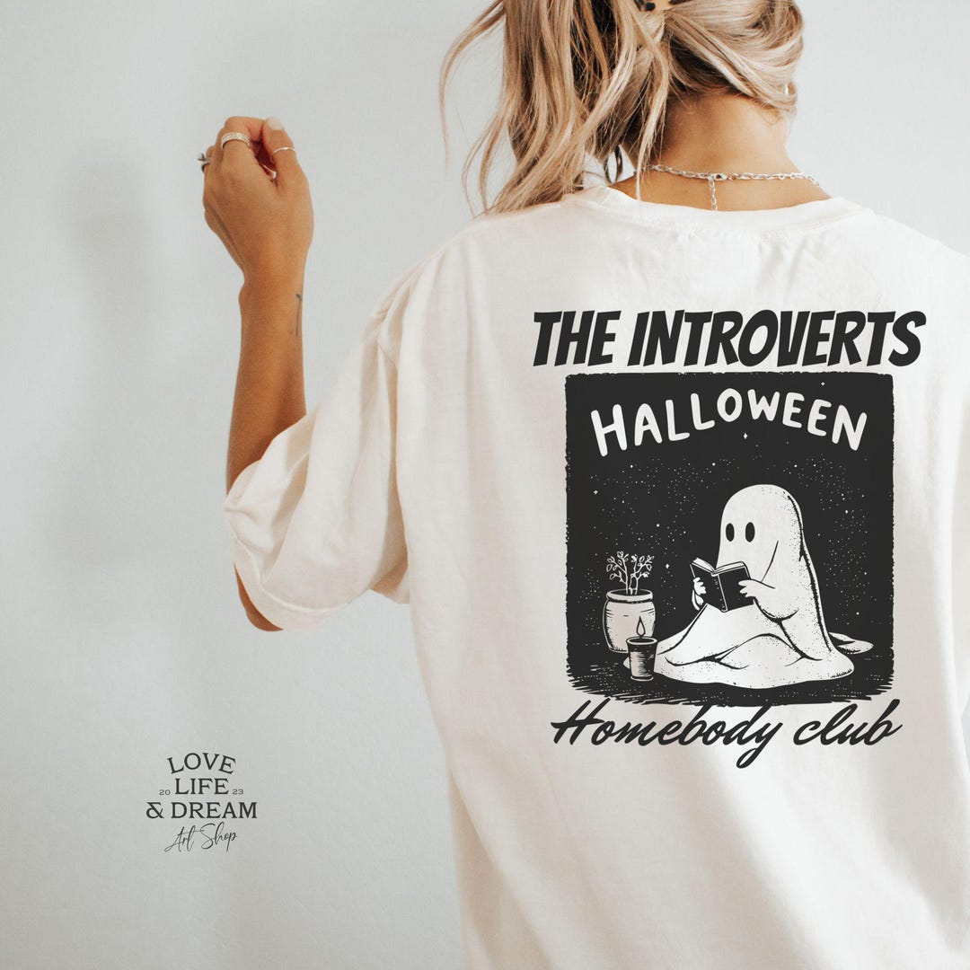 Funny Halloween Ghost Reading PNG – Introvert Homebody Design (digital ...