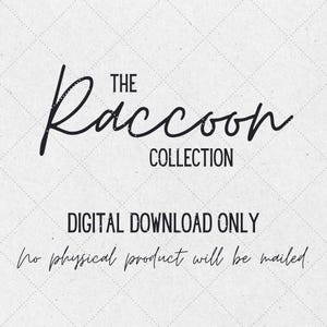 K&ouml;nnte beinhalten: Das Logo der Raccoon Collection mit dem Text "DIGITALER DOWNLOAD NUR" und "kein physisches Produkt wird versandt" darunter.