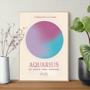 Aquarius Zodiac Poster | Astrology Poster | Zodiac Gifts | Trendy Wall Art | Zodiac Birth Poster | Custom Zodiac Poster | Zodiac Sign