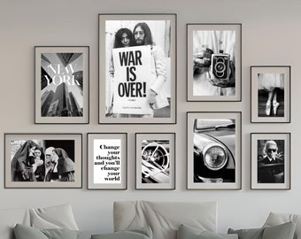 Ensemble d'impressions de photographies en noir et blanc : oeuvre d'art murale de la galerie (téléchargement numérique)