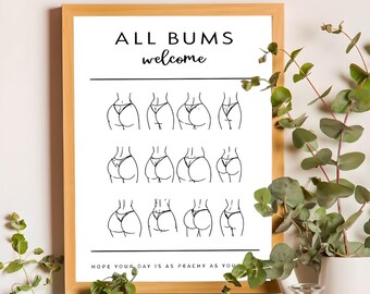 Body Positive Bum Print: Funny Boho Bathroom Wall Art (Digital Download)