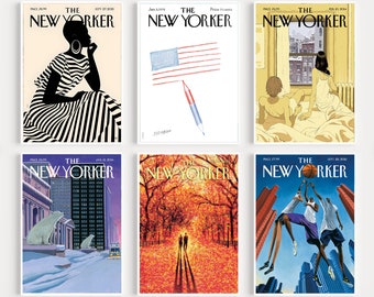 Set Of 6 Vintage The New Yorker Cover | Retro Wall Decor | Magazine Cover | The New Yorker Print | Pastel New Yorker Poster|Gallery Wall Art